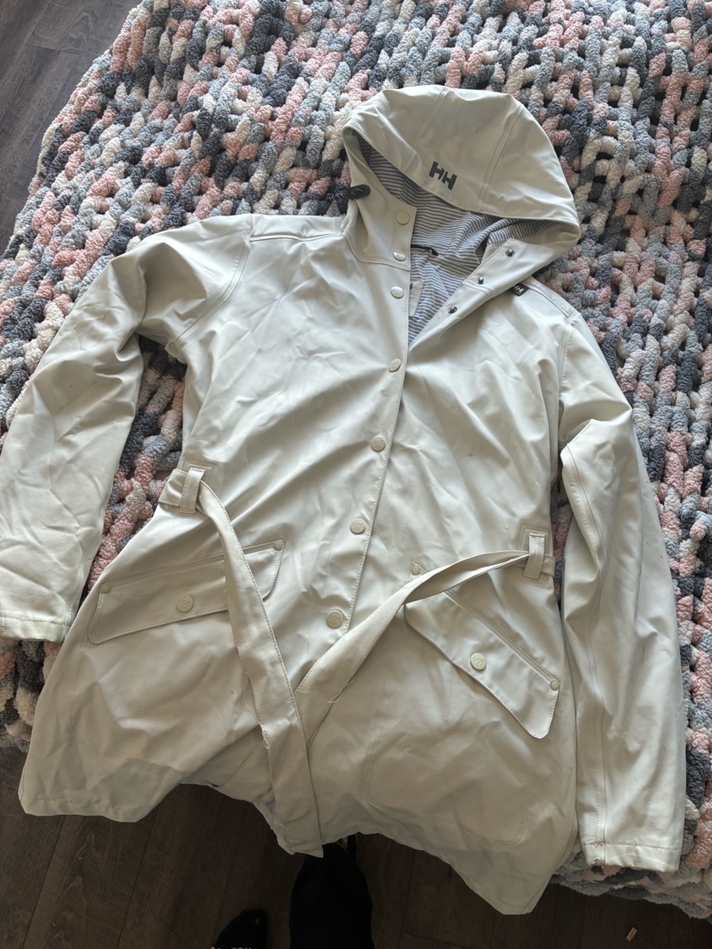 Helly Hansen Light Beige Hooded Trench Jacket